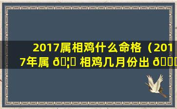 2017属相鸡什么命格（2017年属 🦉 相鸡几月份出 🐛 生最好）